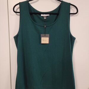 St.John new dark green Santana knit sleeveless top
